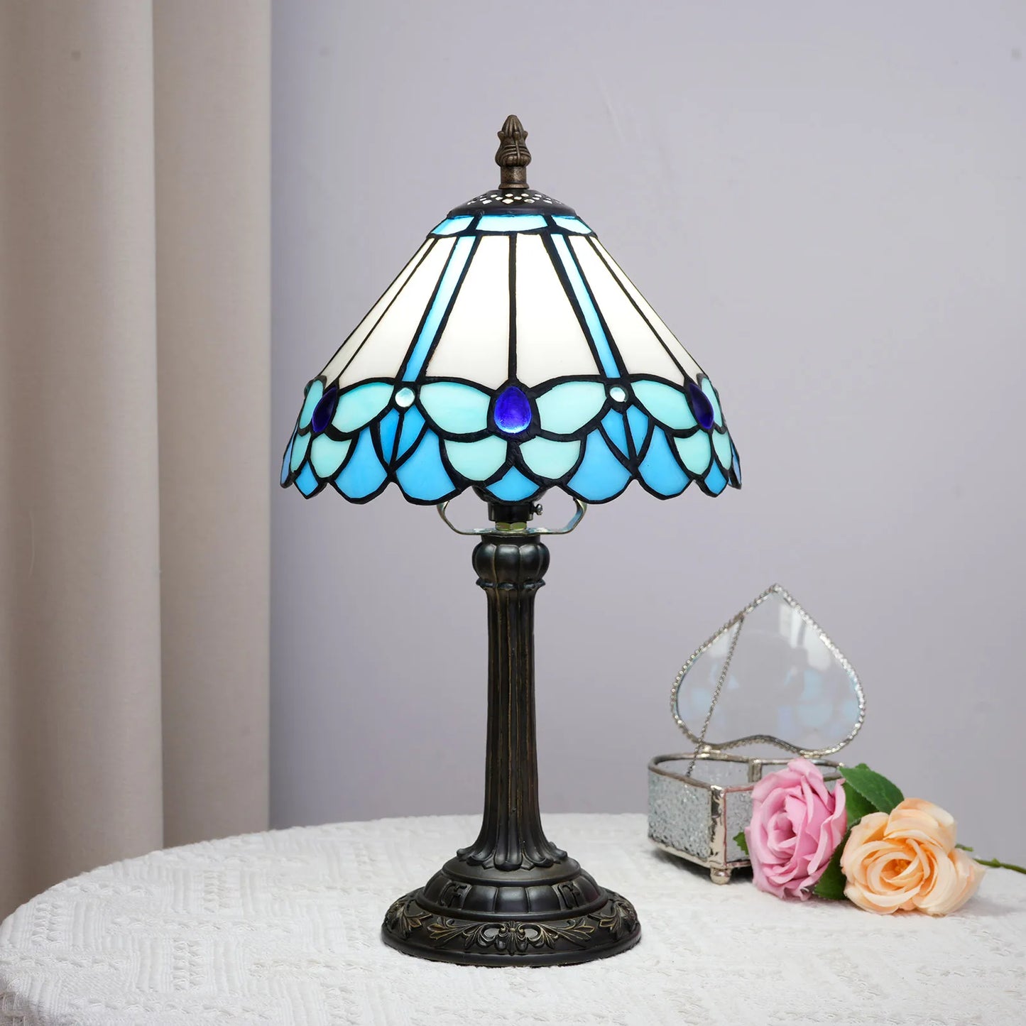 lampe de chevet Tiffany flower butterfly