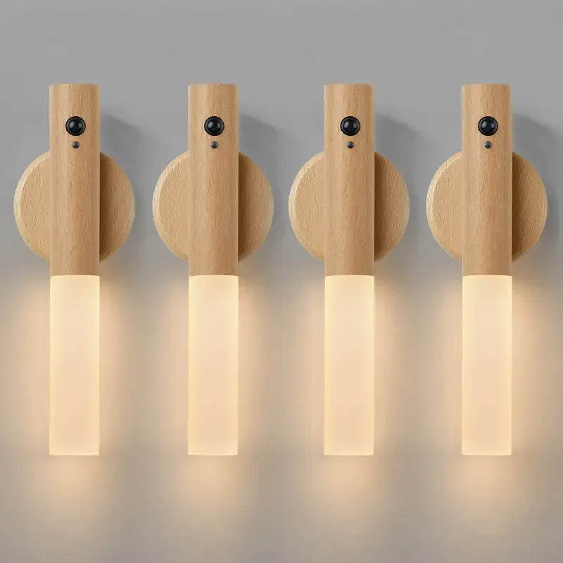 lampe de chevet bois et blanc ash 4pcs