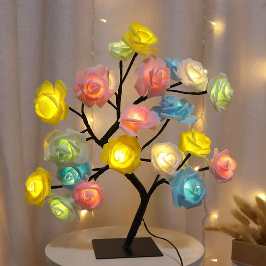 lampe de chevet fleur rose colorful