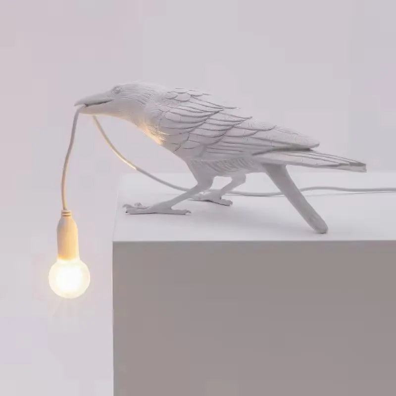 lampe de chevet oiseau blanc assis 