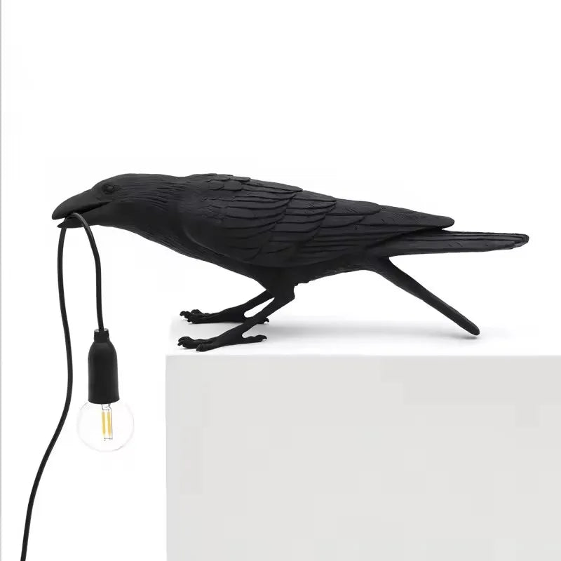 lampe de chevet oiseau noir assis