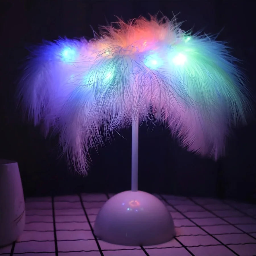 lampe de chevet plume couleurs 