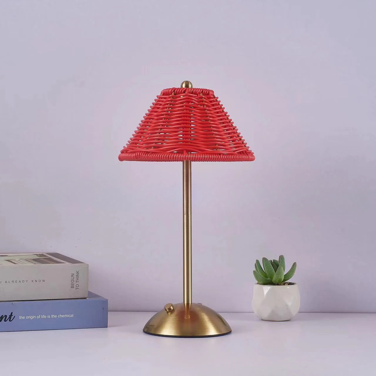 lampe de chevet rotin rouge